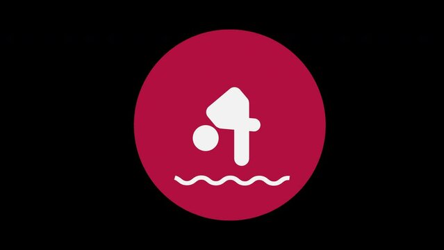 Pictograma de los Juegos Ol&iacute;mpicos de lado derecho con el deporte salto con alpha en un circulo rojo