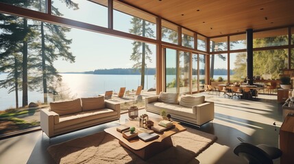 Include large windows or glass doors to bring in natural light and provide views of the outdoors for a refreshing atmospherear