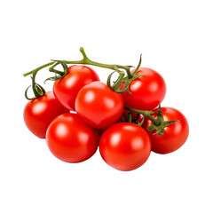 Tomatoes on a branch. Cherry Tomatoes isolated on transparent and white background. Ideal for use in advertising. Generative ai