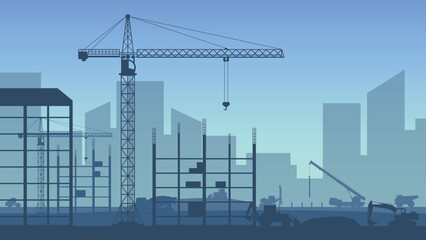 heavy construction machinery in the city. Vector illustration. © brovkoserhii