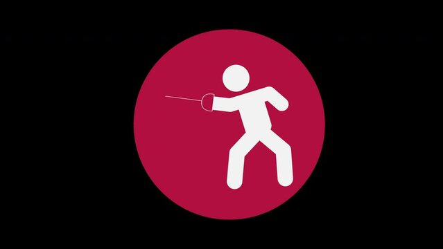 Pictograma de los Juegos Ol&iacute;mpicos de lado derecho con el deporte esgrima con alpha en un circulo rojo