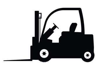 Stock forklift with fork extensions. Vector illustration.