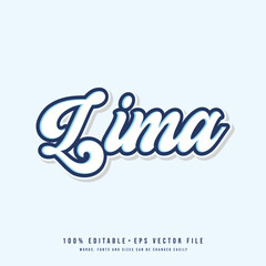 Lima text effect vector. Editable college t-shirt design printable text effect vector	