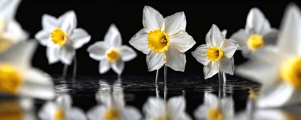 Naklejka na ściany i meble arafed image of a group of white and yellow flowers