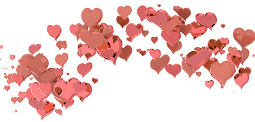 Falling love heart confetti 3d illustration