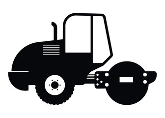 Road roller. Heavy equipment. Road grader asphalt compactor. Vector illustration.