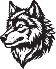 wolf head silhouette vector image, vector artwork of a wolf head
