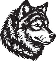 wolf head silhouette vector image, vector artwork of a wolf head