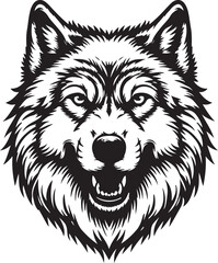 wolf head silhouette vector image, vector artwork of a wolf head