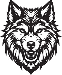 wolf head silhouette vector image, vector artwork of a wolf head