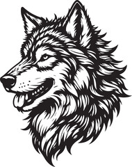 wolf head silhouette vector image, vector artwork of a wolf head