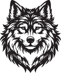 wolf head silhouette vector image, vector artwork of a wolf head