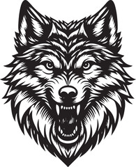 wolf head silhouette vector image, vector artwork of a wolf head