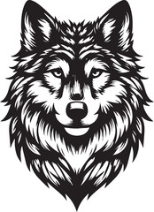 wolf head silhouette vector image, vector artwork of a wolf head