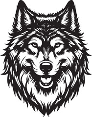 wolf head silhouette vector image, vector artwork of a wolf head