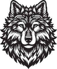 wolf head silhouette vector image, vector artwork of a wolf head