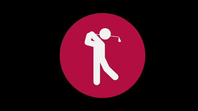 Pictograma de los Juegos Ol&iacute;mpicos de lado derecho con el deporte golf con alpha en un circulo rojo