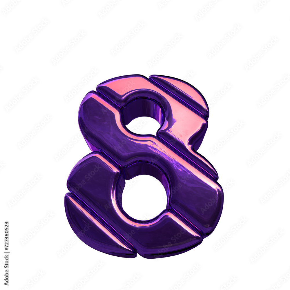 Sticker symbol made of dark purple diagonal blocks. number 8