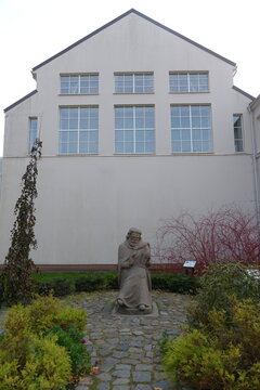 Sculpture of the German folk singer Walter von der Vogelweide on the territory of the Kaliningrad Zoo