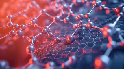 3D visualization of graphene molecules - obrazy, fototapety, plakaty