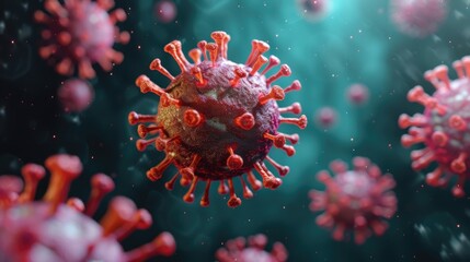 Microscopic representation of COVID-19 coronavirus in 3D illustration.
