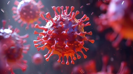 3D depiction of the HIV virus - obrazy, fototapety, plakaty