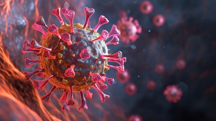 3D depiction of the HIV virus - obrazy, fototapety, plakaty