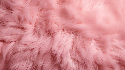 Pink fur texture top view Pink sheepskin background