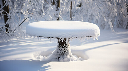 Table covered with snow
