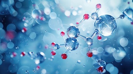 3D depiction featuring a water molecule.
