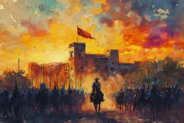 Foto op Canvas Spanish history watercolor Illustration. Historical wars in Spain by watercolor © Magiurg