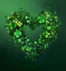 Heart-Shaped Frame of Green Clovers - Vector Illustration

