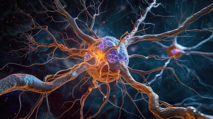 Illustration of neurons using digital techniques.