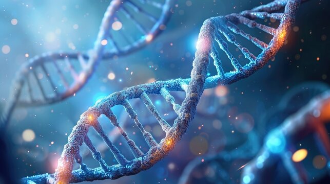 Stunning backdrop showcases an artistic representation of a digital DNA illustration.