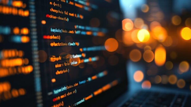 Laptop with coding on screen for technology concept. Generate AI image