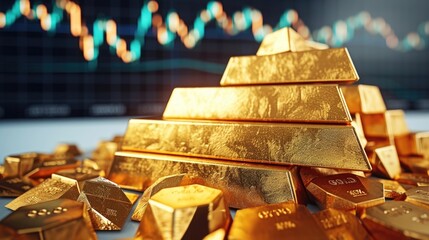 Naklejka na ściany i meble Chart analyzing the financial growth potential of gold trading.