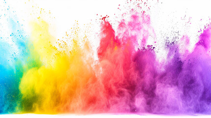 Colorful Holi powder explosion on a white background. Abstract background.