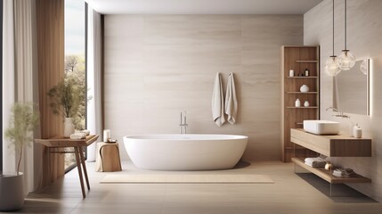 Opt for a freestanding bathtub, sleek vanity, and wall-mounted fixtures to achieve a clutter-free and serene ambiancear