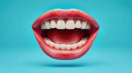Consultant's mouth isolated on blue background