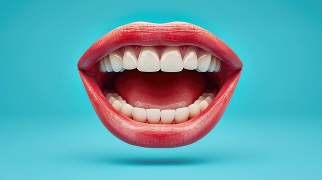 Consultant's Mouth Isolated On Blue Background