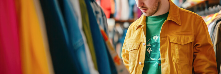 Man Shopping for Colorful Shirts