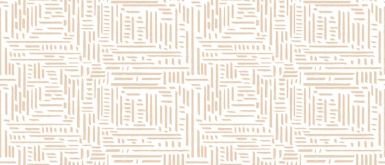 Seamless abstract geometric pattern. Beige, white. Illustration. Ethnic elements. Chaotic digital texture. Brush strokes. Design for textile fabrics, wrapping paper, background, wallpaper, cover.