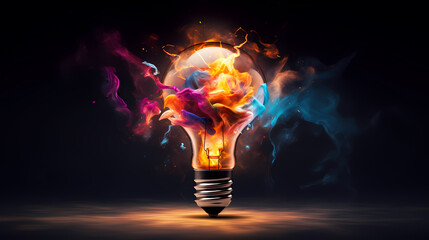 Abstract human brain or light bulb, creative PPT background