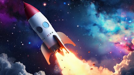 Exciting rocket adventure in a fun, child-friendly cartoon space setting.