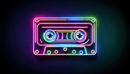 Retro Neon Cassette Tape Glow - 727367535