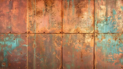 Texture of copper metal with stains - obrazy, fototapety, plakaty