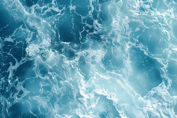 Aerial view to waves in ocean Splashing Waves. Blue clean wavy sea water. Bali, Indonesia.