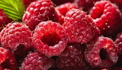 Banner, berries of fresh raspberry, close up and selective focus - Powered by Adobe