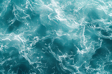 Aerial view to waves in ocean Splashing Waves. Blue clean wavy sea water. Bali, Indonesia. - obrazy, fototapety, plakaty