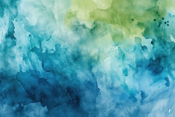Vibrant Painting With Blue and Green Colors, A calming watercolor abstract background in cool blues...